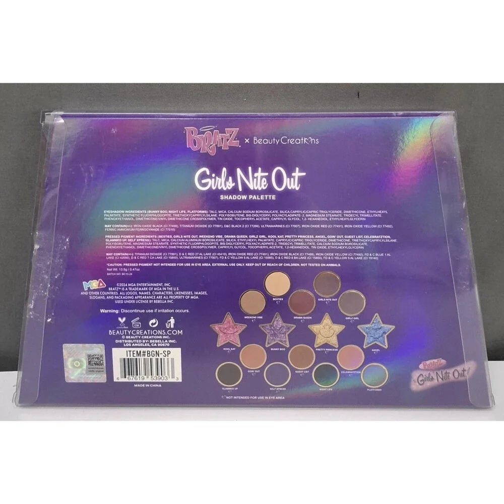 Beauty Creations Bratz Girls Nite Out Eyeshadow Palette Matte/Shimmer 0.47oz